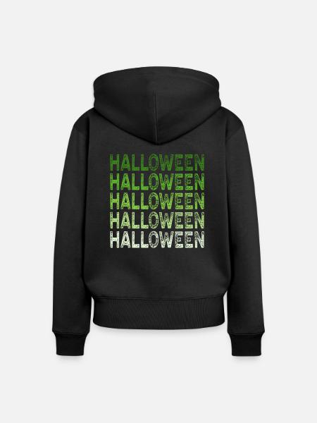 HALLOWEEN green - Frauen Premium Bio Zip Hoodie - Schwarz