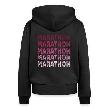 MARATHON - Women's Premium Organic Zip Hoodie - black - Back - Julia (174cm)