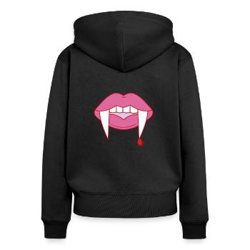 Vampire Girl With Lipstick Bloody Lips - Frauen Premium Bio Zip Hoodie - Schwarz - Hinten - Julia (174cm)