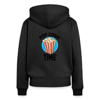 Popcorn Time! - Women's Premium Organic Zip Hoodie - black - Back - Julia (174cm)