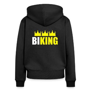 Biking - Frauen Premium Bio Zip Hoodie - Schwarz - Hinten - Julia (174cm)