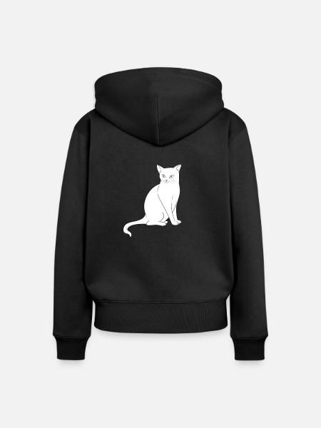 Weiße Katze - Frauen Premium Bio Zip Hoodie - Schwarz