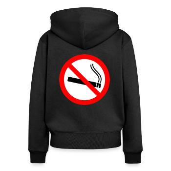 Rauchen Verboten - Raucher Verbotsschild - Frauen Premium Bio Zip Hoodie - Schwarz - Hinten - Julia (174cm)