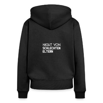 nicht von schlechten Eltern - Frauen Premium Bio Zip Hoodie - Schwarz - Hinten - Julia (174cm)