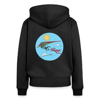 Drachenflieger Gleiter Hängegleiter Dinosaurier - Frauen Premium Bio Zip Hoodie - Schwarz - Hinten - Julia (174cm)