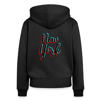New York - Sweat à capuche zippé Premium bio Femme - noir - Dos - Julia (174cm)