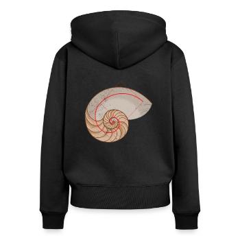 Symboles mathématiques Coquille de Nautile spirale dorée - Sweat à capuche zippé Premium bio Femme - noir - Dos - Julia (174cm)