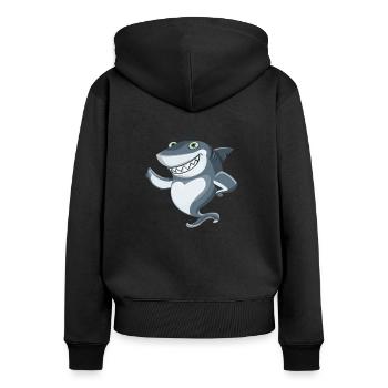 haifisch - Frauen Premium Bio Zip Hoodie - Schwarz - Hinten - Julia (174cm)