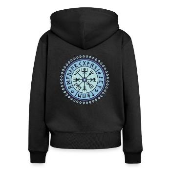 Vegvisir symbol runic script - Women's Premium Organic Zip Hoodie - black - Back - Julia (174cm)