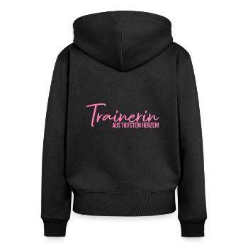Trainerin aus tiefstem Herzen Trainer Geschenk - Frauen Premium Bio Zip Hoodie - Schwarz - Hinten - Julia (174cm)