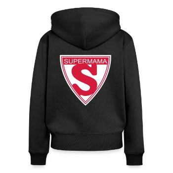 Supermama - Sweat à capuche zippé Premium bio Femme - noir - Dos - Julia (174cm)