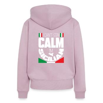 Sizilien - Frauen Premium Bio Zip Hoodie - Altrosa - Hinten - Julia (174cm)