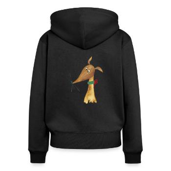Le lévrier fawn - Sweat à capuche zippé Premium bio Femme - noir - Dos - Julia (174cm)