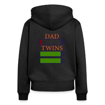 Papa jumeaux papa père cadeau de fête des pères - Sweat à capuche zippé Premium bio Femme - noir - Dos - Julia (174cm)