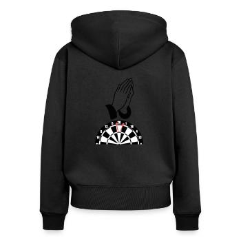 Priez pour les 180 joueurs de fléchettes cadeaux - Sweat à capuche zippé Premium bio Femme - noir - Dos - Julia (174cm)