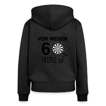 Von wegen 60 - Dart Geschenk Geburtstag sechziger - Frauen Premium Bio Zip Hoodie - Schwarz - Hinten - Julia (174cm)