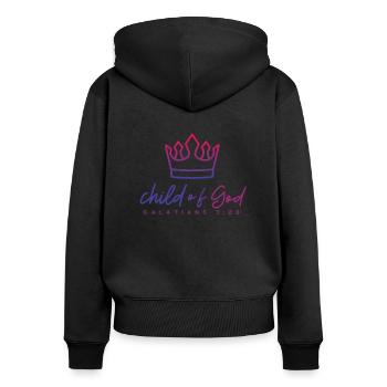 Child of God - Frauen Premium Bio Zip Hoodie - Schwarz - Hinten - Julia (174cm)