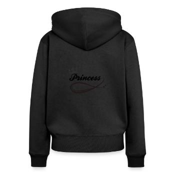 princess - Frauen Premium Bio Zip Hoodie - Schwarz - Hinten - Julia (174cm)