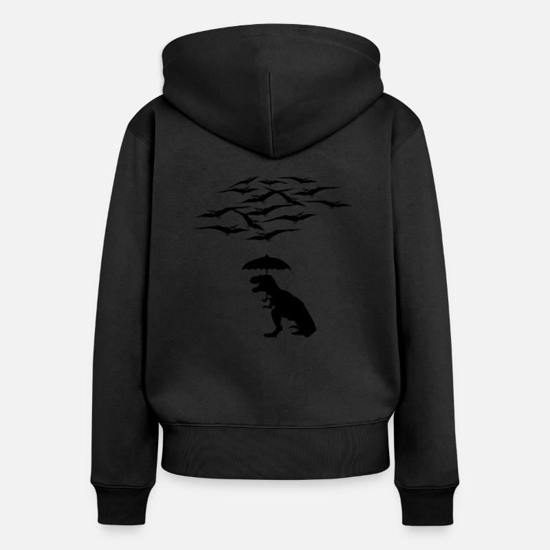 Trex vs les ptérodactyles - Sweat à capuche zippé Premium bio Femme - noir