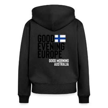 Finnland - Frauen Premium Bio Zip Hoodie - Schwarz - Hinten - Julia (174cm)