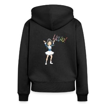 Funkenmariechen Helau - Frauen Premium Bio Zip Hoodie - Schwarz - Hinten - Julia (174cm)