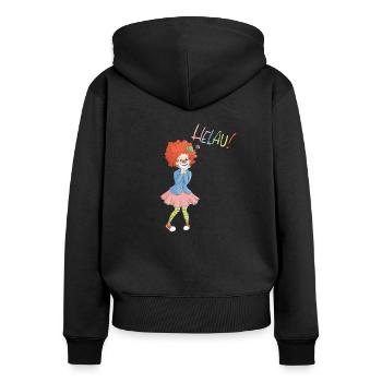 Clownsmädchen Helau - Frauen Premium Bio Zip Hoodie - Schwarz - Hinten - Julia (174cm)
