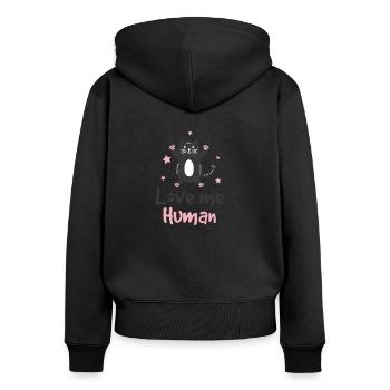 Chat chaton mignon drôle - Sweat à capuche zippé Premium bio Femme - noir - Dos - Julia (174cm)
