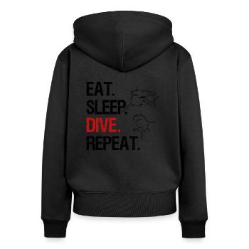 Eat Sleep Dive Repeat - Hammerhai - Sweat à capuche zippé Premium bio Femme - noir - Dos - Julia (174cm)