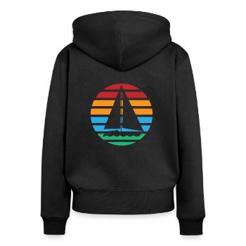 Sailboat boat sailing vintage retro gift - Women's Premium Organic Zip Hoodie - black - Back - Julia (174cm)