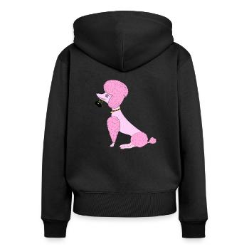 Pudel - Frauen Premium Bio Zip Hoodie - Schwarz - Hinten - Julia (174cm)