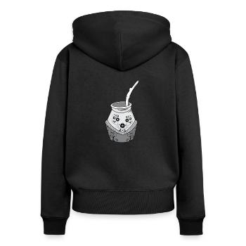 Flowerful Mate - Frauen Premium Bio Zip Hoodie - Schwarz - Hinten - Julia (174cm)