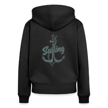 Segeln Segelboot Geschenk Segler Schiff See Yacht - Frauen Premium Bio Zip Hoodie - Schwarz - Hinten - Julia (174cm)