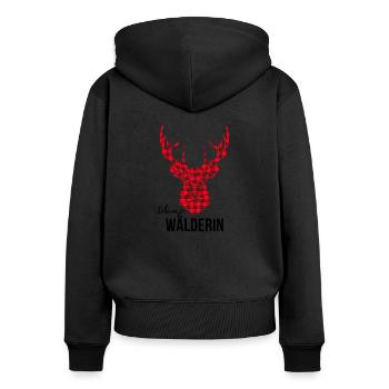 Original Schwarzwälderin Black Edition - Frauen Premium Bio Zip Hoodie - Schwarz - Hinten - Julia (174cm)