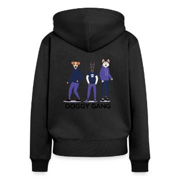 Hundebande - Frauen Premium Bio Zip Hoodie - Schwarz - Hinten - Julia (174cm)
