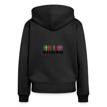 Wir sind mehr (Schwarz) - Frauen Premium Bio Zip Hoodie - Schwarz - Hinten - Julia (174cm)