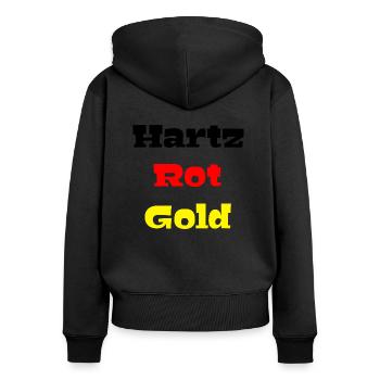hartz 4 - Frauen Premium Bio Zip Hoodie - Schwarz - Hinten - Julia (174cm)