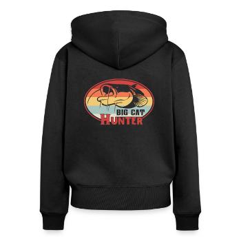 Silure de chasseur de gros chat de poisson-chat - Sweat à capuche zippé Premium bio Femme - noir - Dos - Julia (174cm)