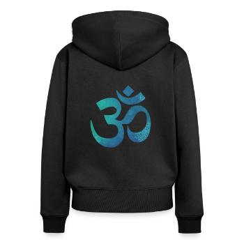 Om mandala blue - Women's Premium Organic Zip Hoodie - black - Back - Julia (174cm)