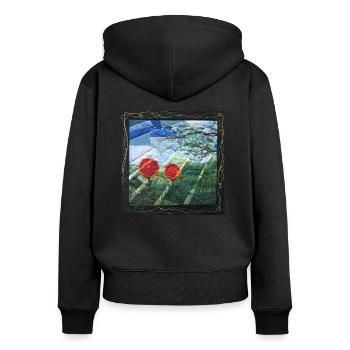 Art de fleurs de lumen - Sweat à capuche zippé Premium bio Femme - noir - Dos - Julia (174cm)