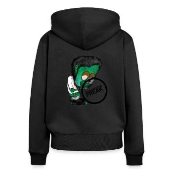 Téléphone portable zombie - Sweat à capuche zippé Premium bio Femme - noir - Dos - Julia (174cm)