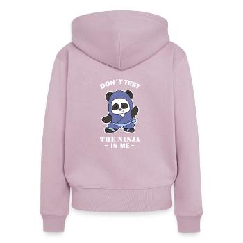Karate Ninja Panda - Frauen Premium Bio Zip Hoodie - Altrosa - Hinten - Julia (174cm)