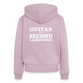 Guitar is my second language - Frauen Premium Bio Zip Hoodie - Altrosa - Hinten - Julia (174cm)