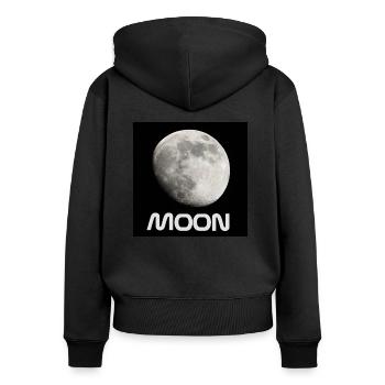 Mond Moon - Frauen Premium Bio Zip Hoodie - Schwarz - Hinten - Julia (174cm)