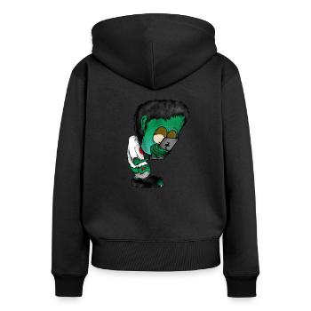 Handy Zombie nach dem Smartphone ist vor dem Zombi - Frauen Premium Bio Zip Hoodie - Schwarz - Hinten - Julia (174cm)