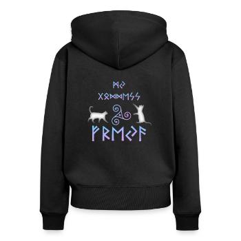 Wikinger Design - Freya - Frauen Premium Bio Zip Hoodie - Schwarz - Hinten - Julia (174cm)
