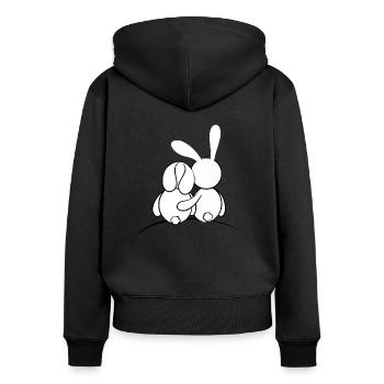 bunny love couple couple of rabbits - Women's Premium Organic Zip Hoodie - black - Back - Julia (174cm)