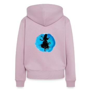 Alice dans le métro - - Sweat à capuche zippé Premium bio Femme - rose poudré - Dos - Julia (174cm)