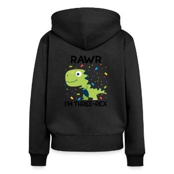 Rawr i`m three-rex 3 year birthday gift - Women's Premium Organic Zip Hoodie - black - Back - Julia (174cm)