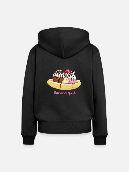 Banana split - Premium økologisk hoodie med lynlås til kvinder - sort