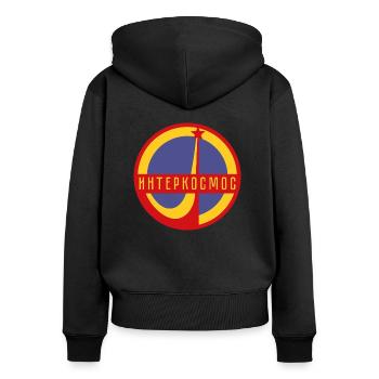 Interkosmos Sputnik Weltraum UdSSR Geschenk - Frauen Premium Bio Zip Hoodie - Schwarz - Hinten - Julia (174cm)